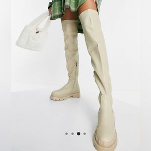 Raid wide fit over the knee stretch boot in beige